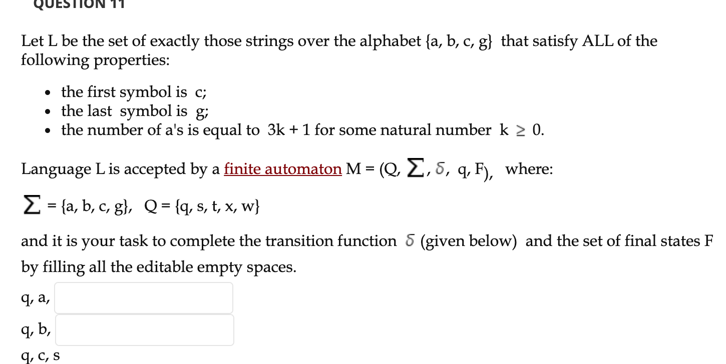 Solved Let L Be The Set Of Exactly Those Strings Over The Chegg Com