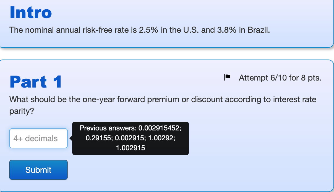Solved Intro The nominal annual risk-free rate is 2.5% in | Chegg.com