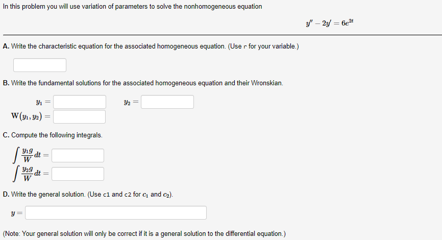 Solved In this problem you will use variation of parameters | Chegg.com