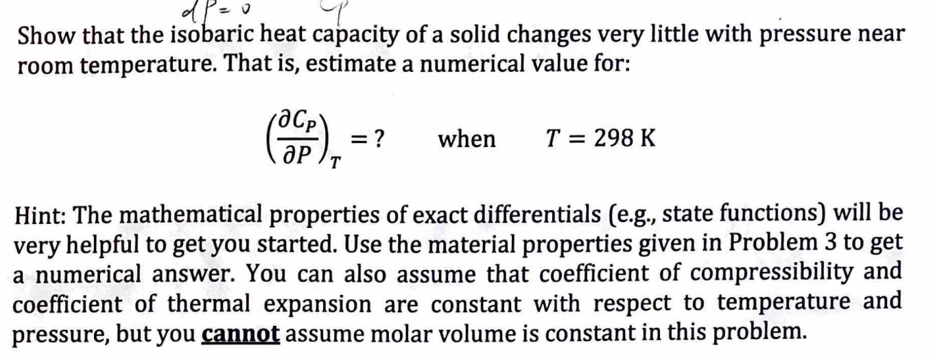 Solved Show that the isobaric heat capacity of a solid | Chegg.com