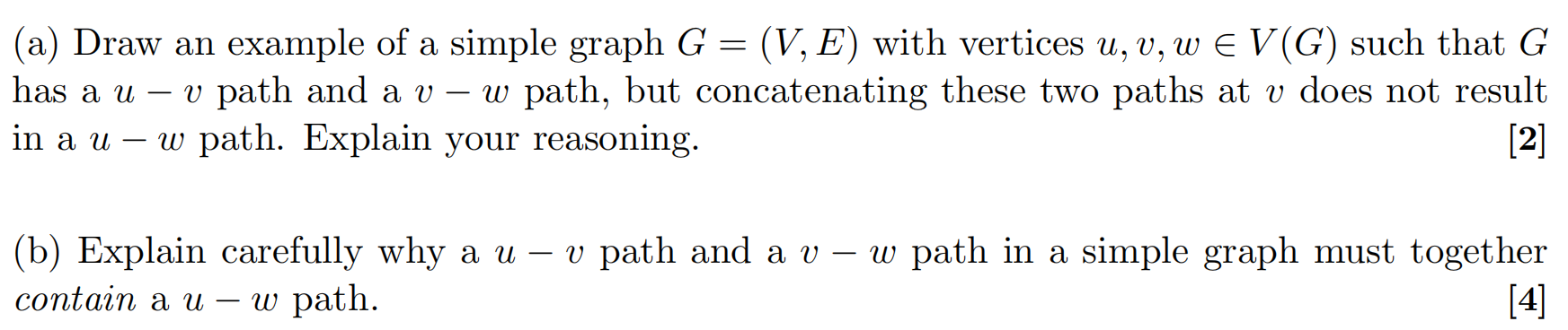 Solved (a) Draw an example of a simple graph G = (V, E) with | Chegg.com