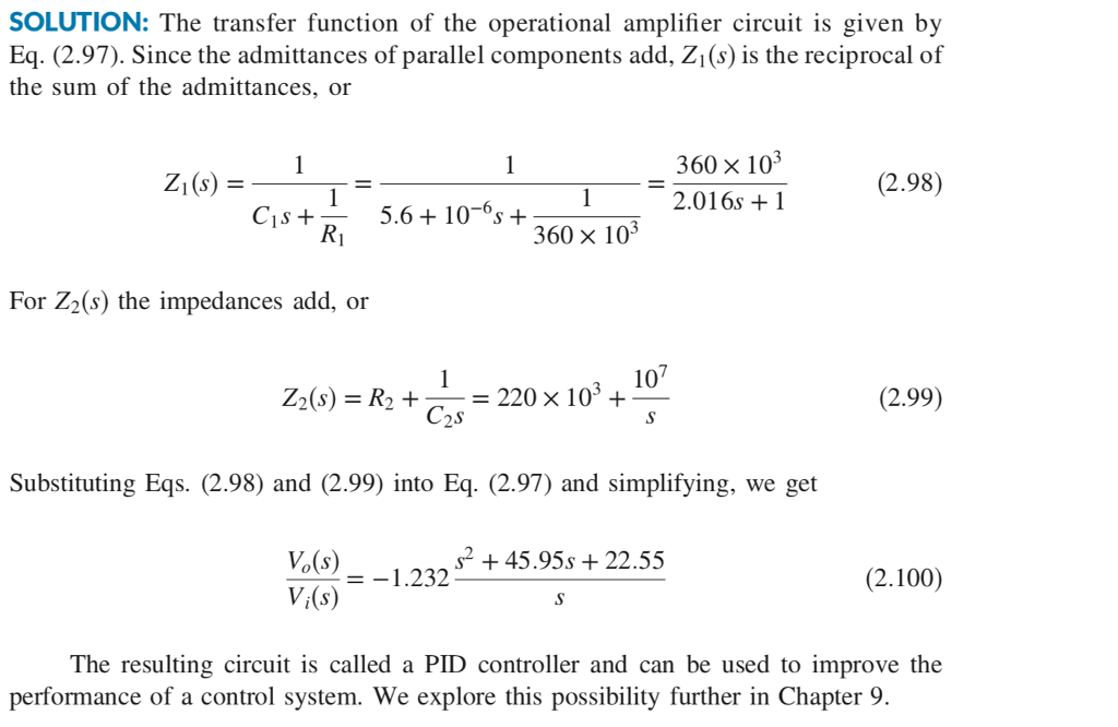 Solved SOLUTION: The transfer function of the operational | Chegg.com