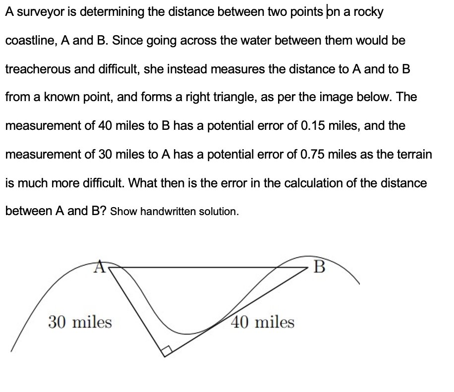 Solved A surveyor is determining the distance between two | Chegg.com