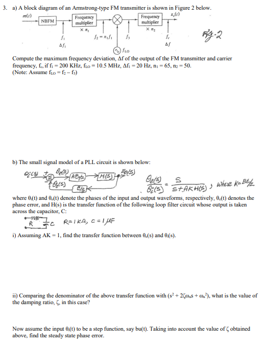 Solved 3. A) A Block Diagram Of An Armstrong-type FM | Chegg.com