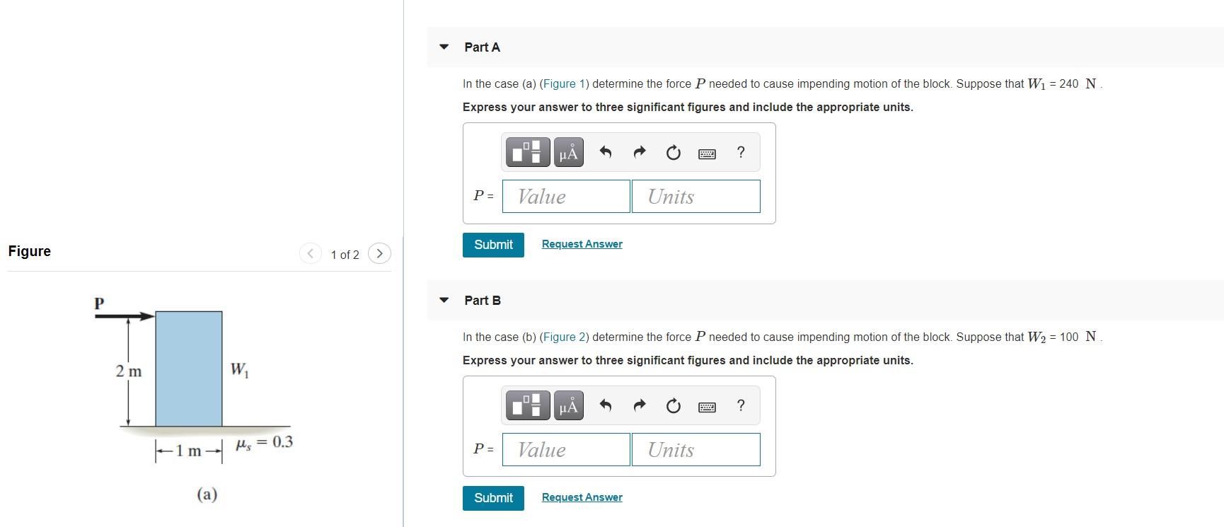 Solved Part A In The Case a Figure 1 Determine The Force Chegg