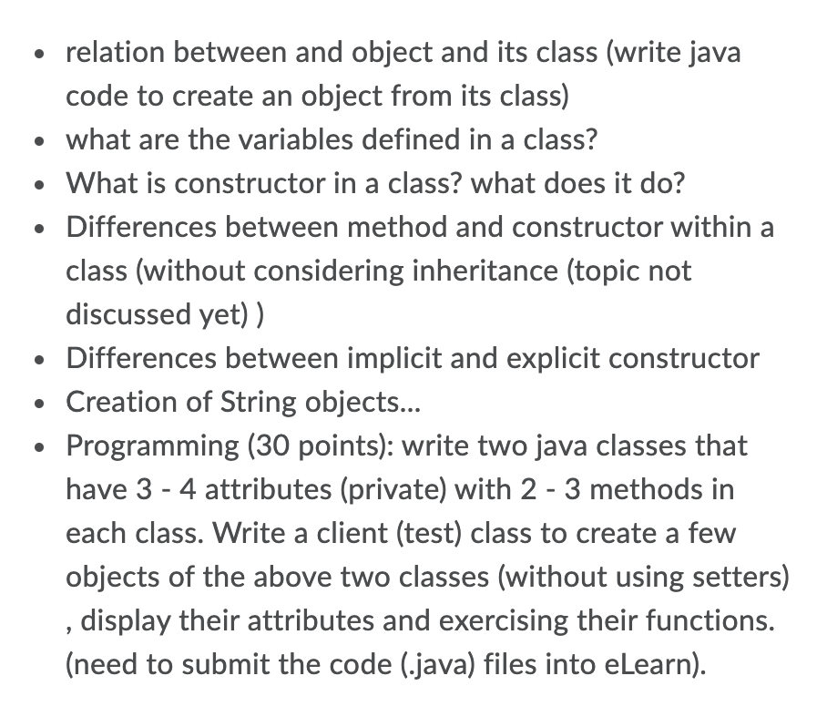 Solved O Relation Between And Object And Its Class Write Chegg Com