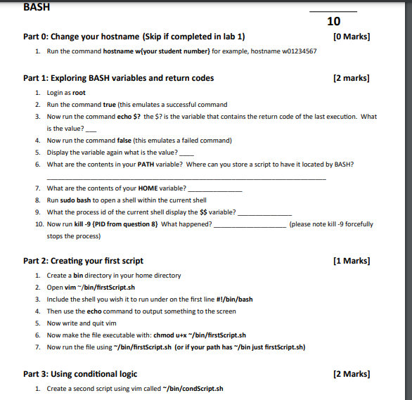 Solved Bash 10 Part 0 Change Your Hostname Skip If Chegg Com