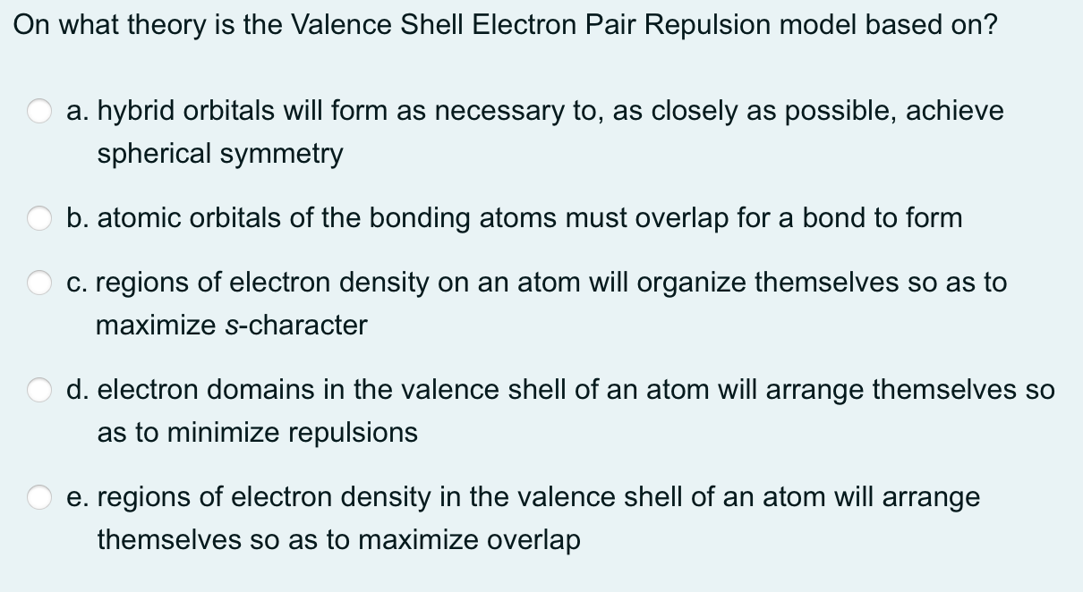 Solved On What Theory Is The Valence Shell Electron Pair | Chegg.com