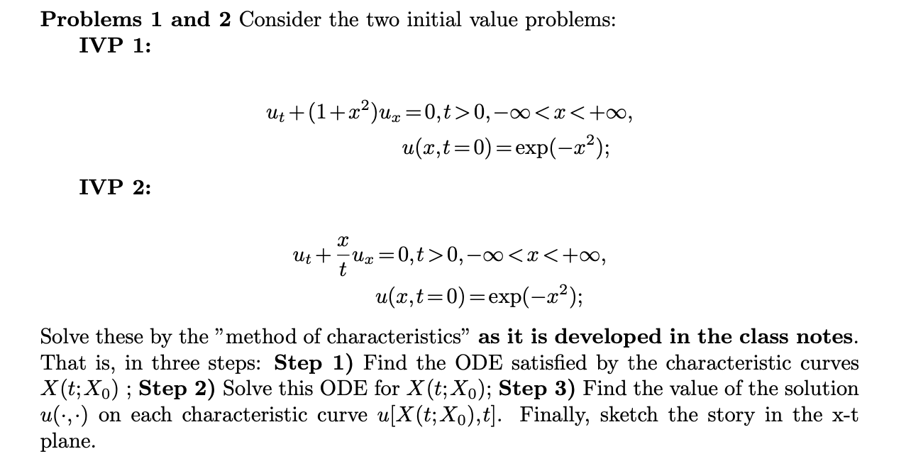 Solved Problems 1 and 2 Consider the two initial value | Chegg.com