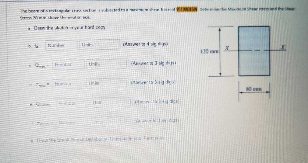 Solved The beam of a rectangular cross section is subjected | Chegg.com