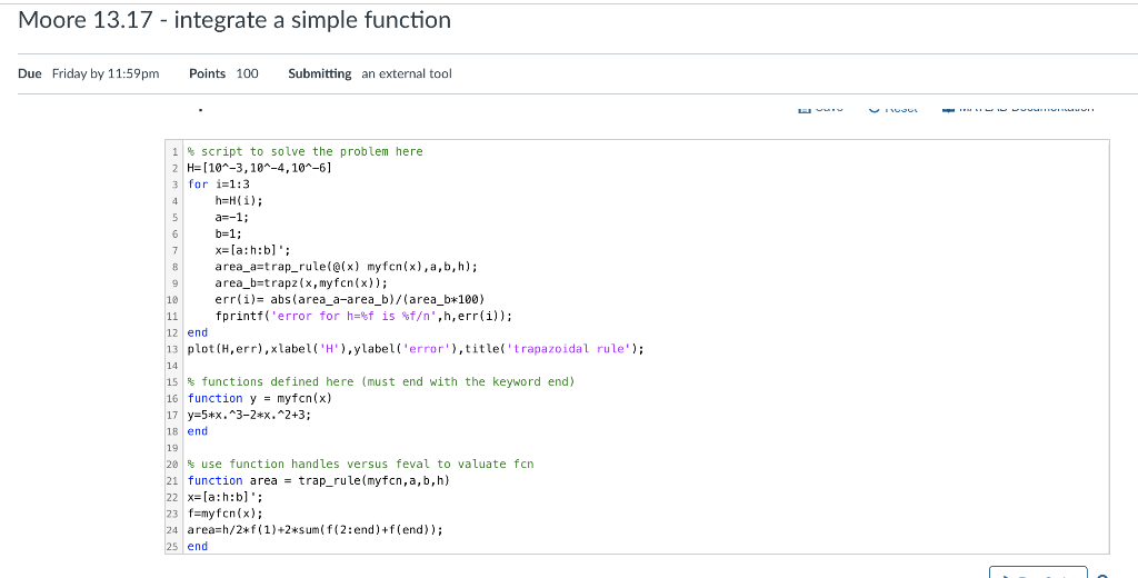 Solved Moore 13.17 - integrate a simple function My | Chegg.com