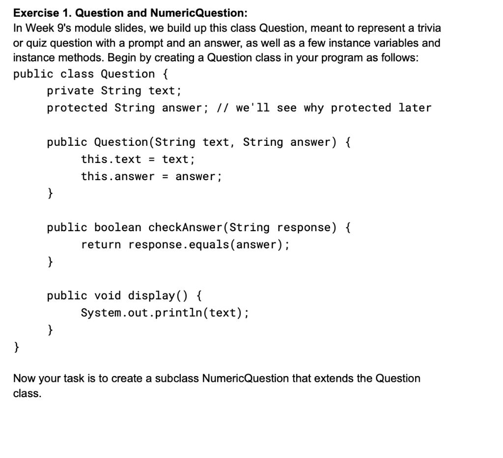 Solved Exercise 1. Question and NumericQuestion: In Week 9's