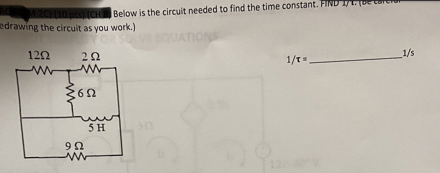 Solved ( 2C) (10 pts) (CH 8) Below is the circuit needed to | Chegg.com