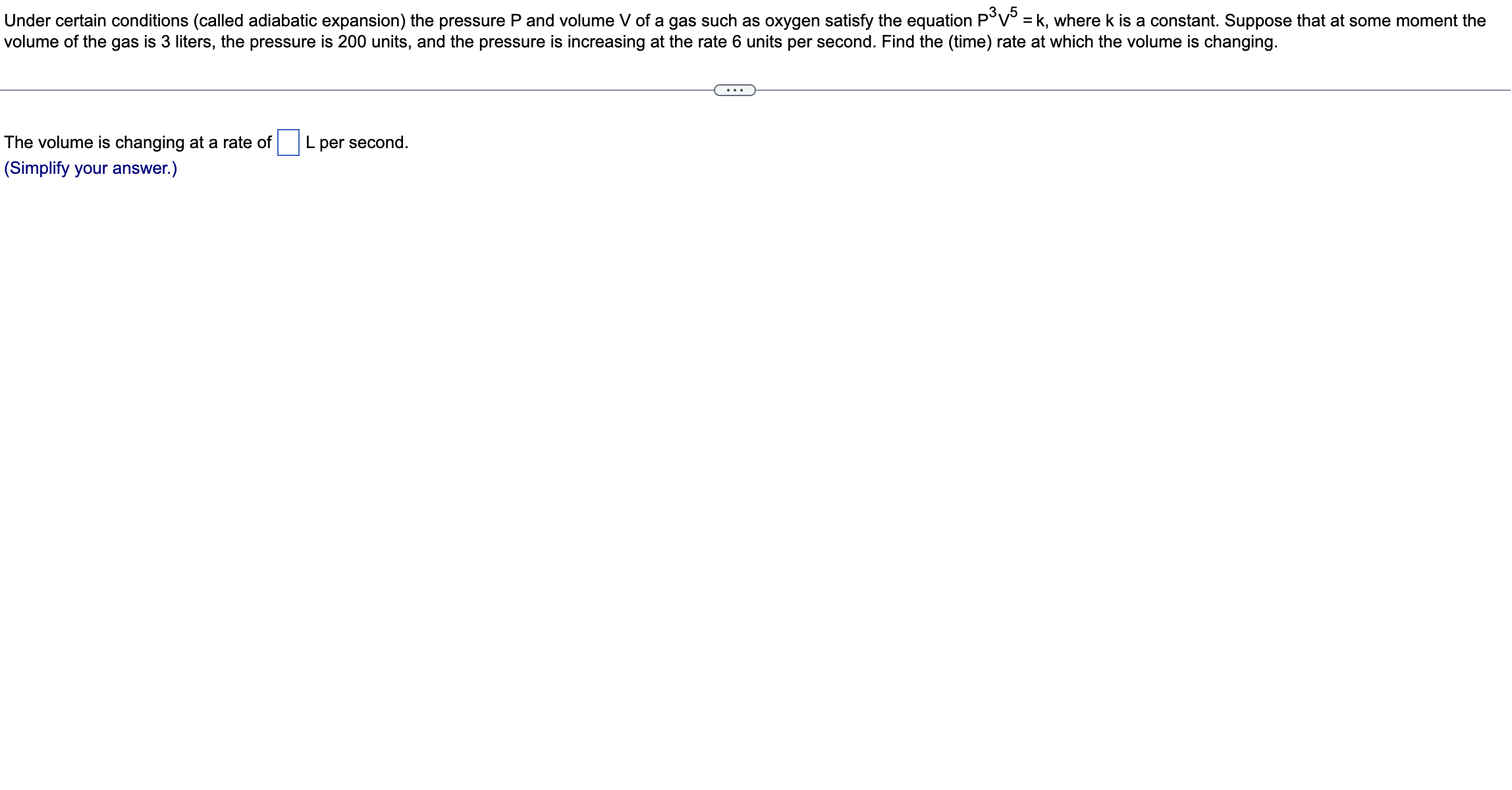 Solved Under certain conditions (called adiabatic expansion) | Chegg.com