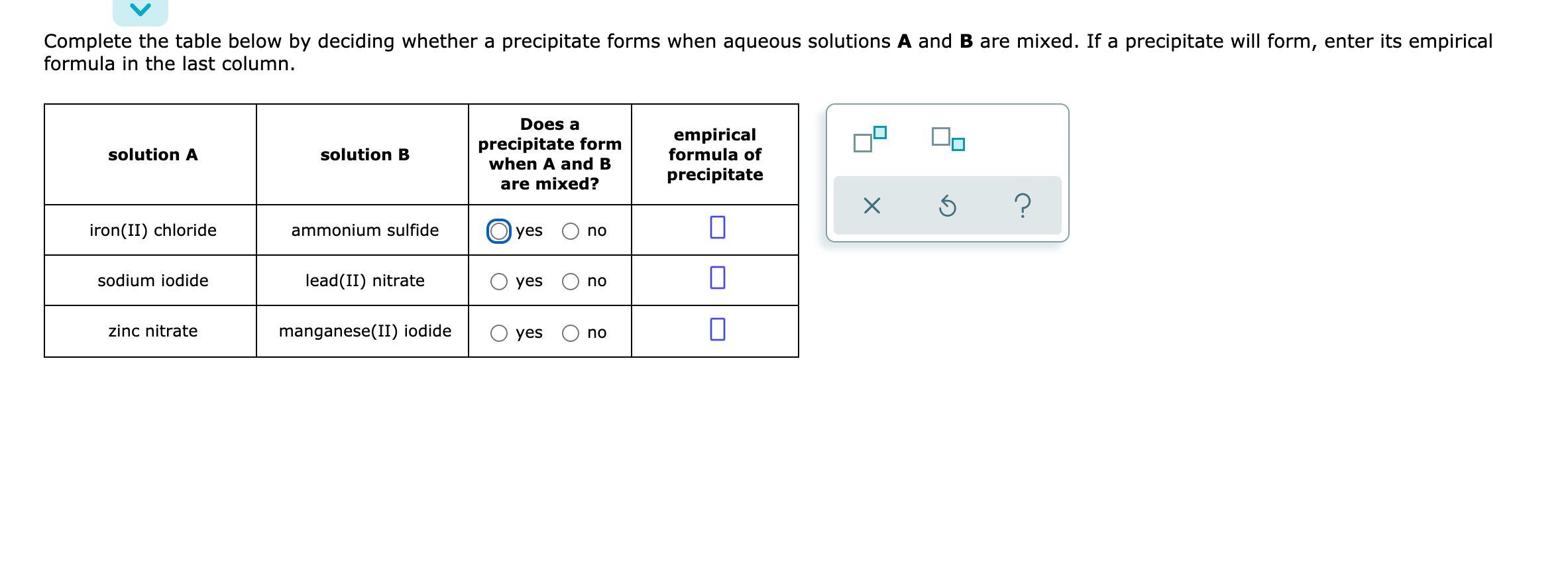 Solved Complete the table below by deciding whether a