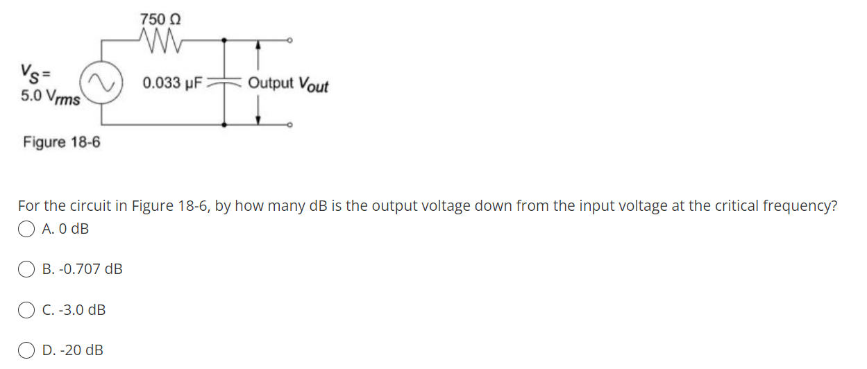 Solved For the circuit in Figure 186, by how many dB is the