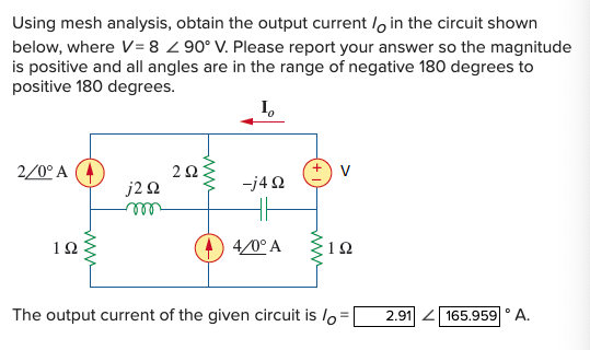 Solved Using mesh analysis, obtain the output current Io in | Chegg.com