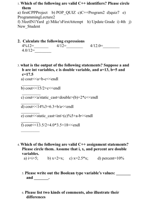 Solved Using C++ program please answer these questions for | Chegg.com