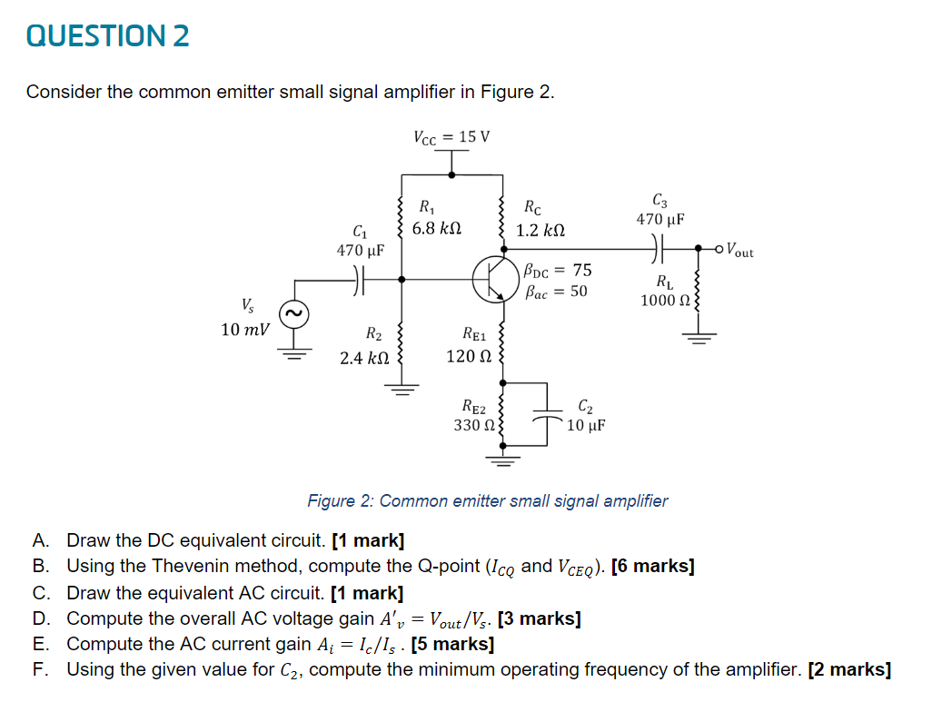 Solved QUESTION 2 Consider the common emitter small signal | Chegg.com