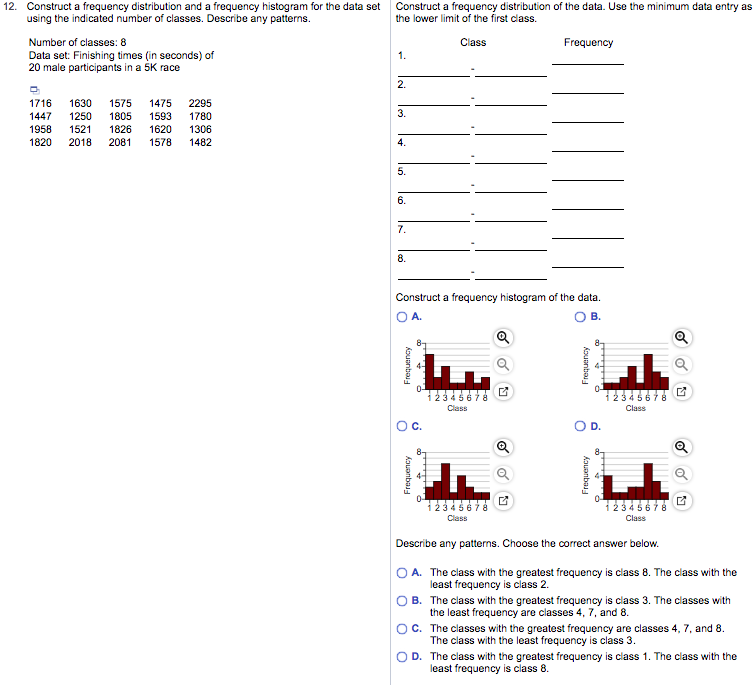 Solved 11. Construct a frequency distribution for the given