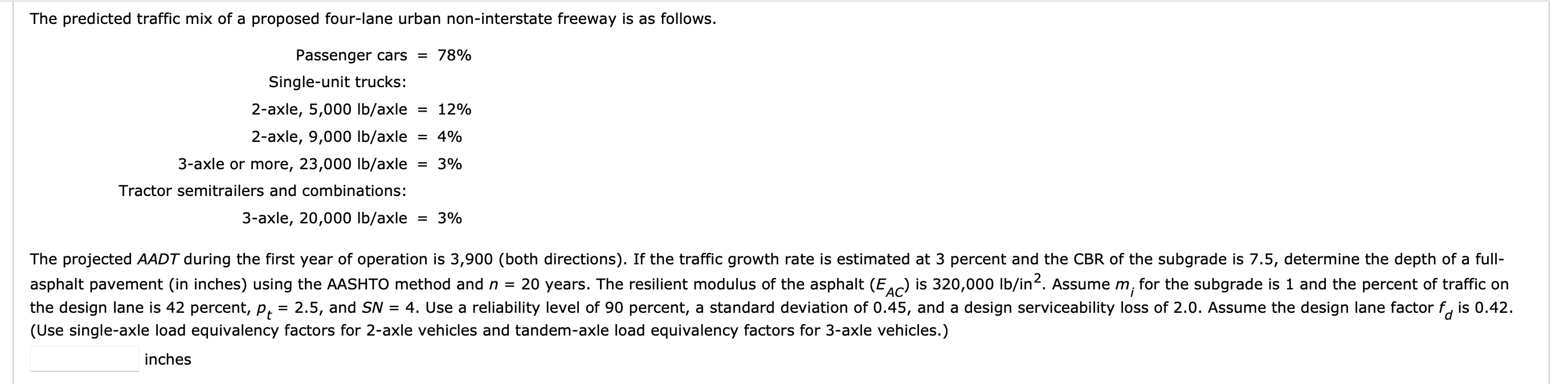 Solved The Predicted Traffic Mix Of A Proposed Four-lane | Chegg.com