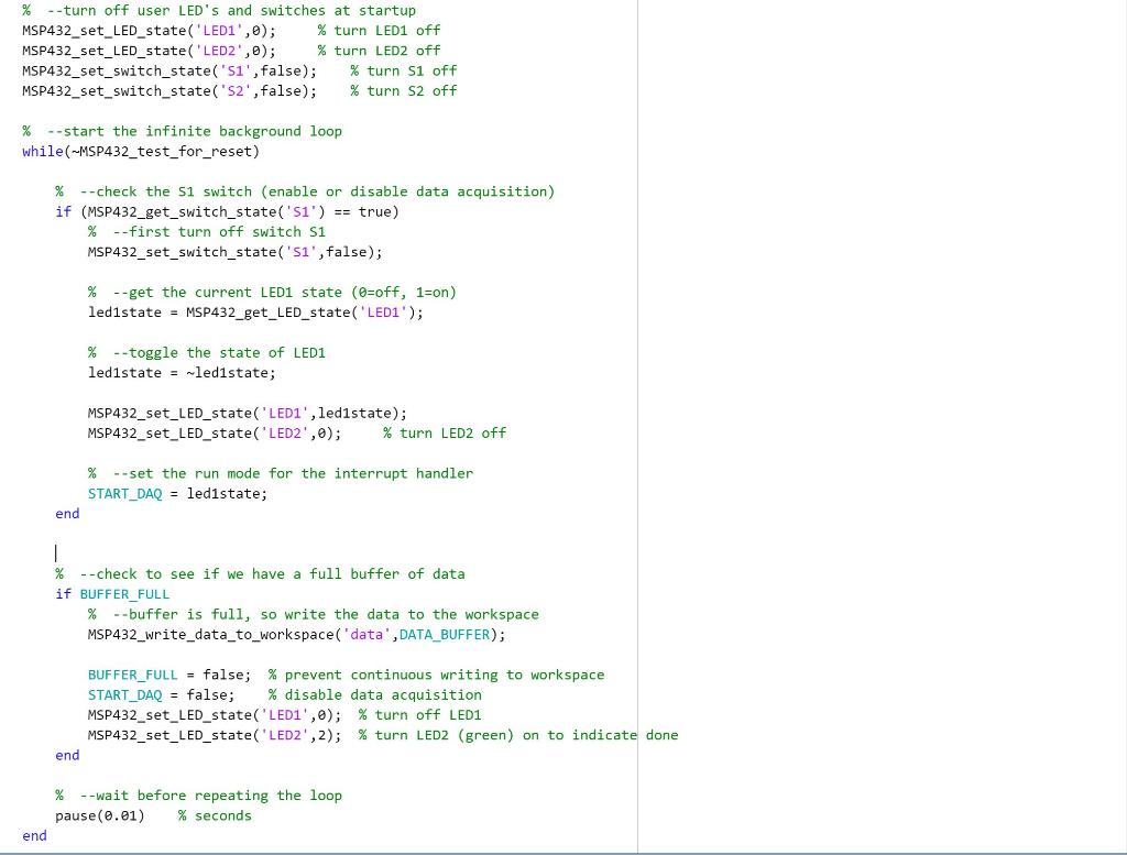 First open the lab3.m file in Matlab and observe the | Chegg.com