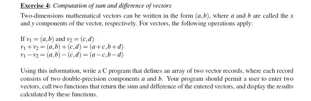 Solved Exercise 4: Computation Of Sum And Difference Of | Chegg.com