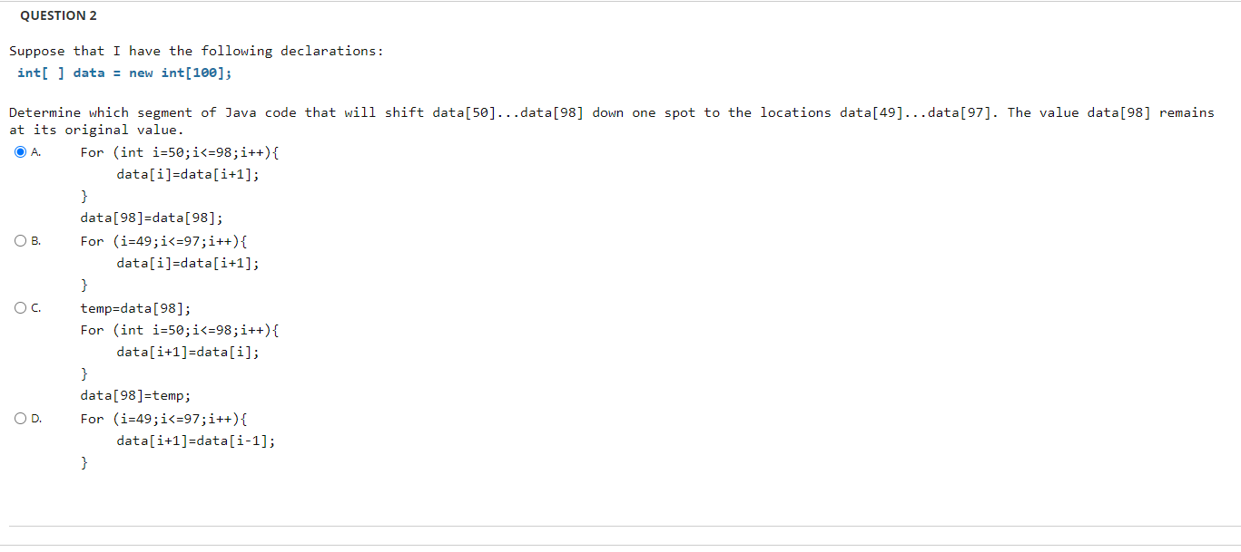 Solved QUESTION 2 Suppose that I have the following | Chegg.com