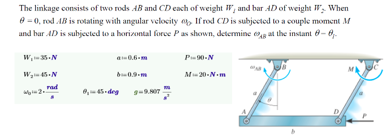 Solved The Linkage Consists Of Two Rods Ab And Cd Each Of Chegg Com