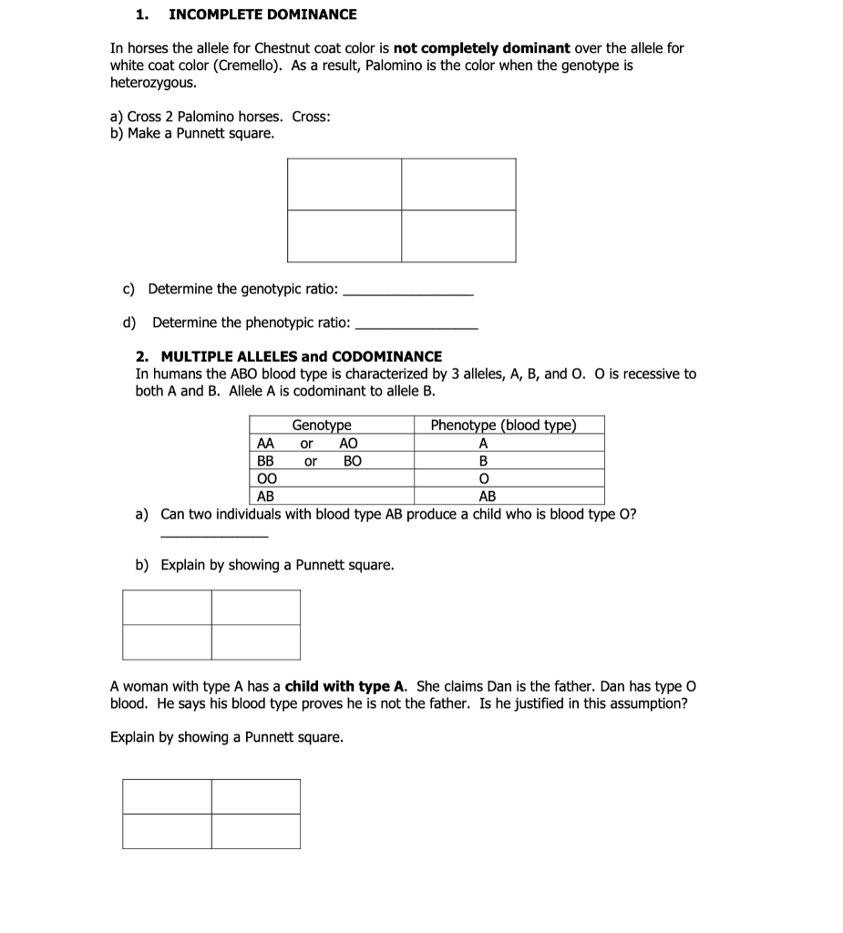 Solved 1. DOMINANCE In horses the allele for
