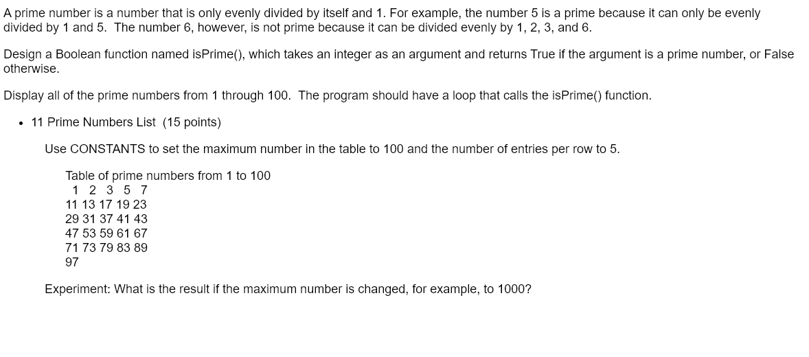 Solved A prime number is a number that is only evenly | Chegg.com