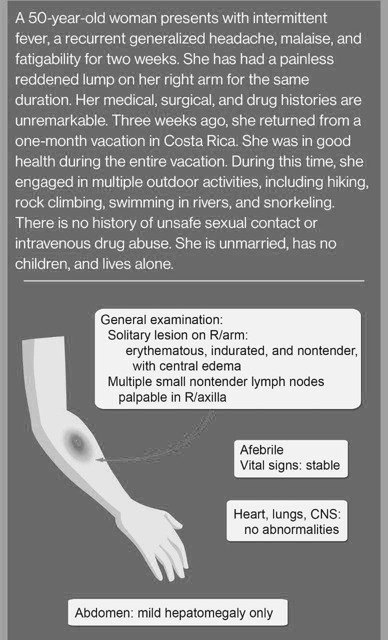 Solved A 50-year-old woman presents with intermittent fever, | Chegg.com
