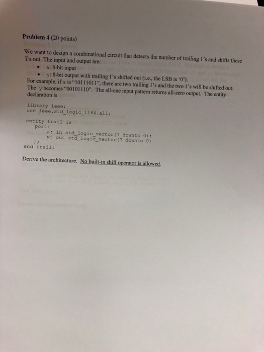 Solved Problem 4 (20 points) We want to design a | Chegg.com