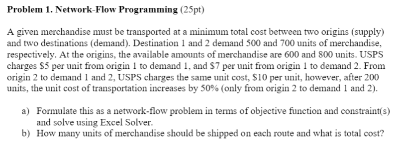 Solved Problem 1. Network-Flow Programming (25pt) A given | Chegg.com