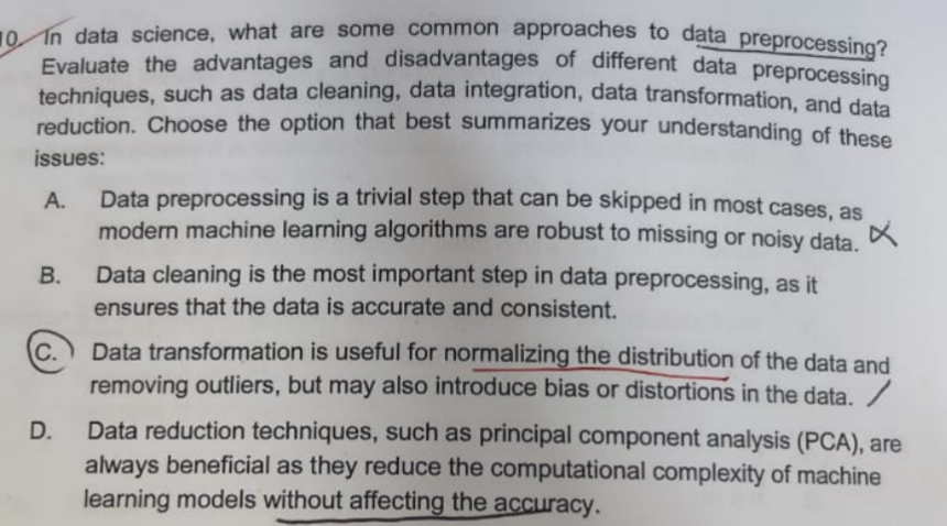 Solved In data science, what are some common approaches to | Chegg.com