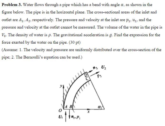Solved Problem 3. Water flows through a pipe which has a | Chegg.com