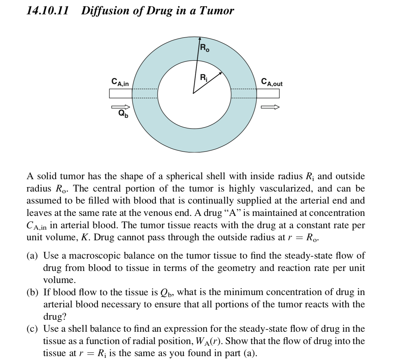 Solved 14.10.11 Diffusion of Drug in a Tumor A solid tumor | Chegg.com