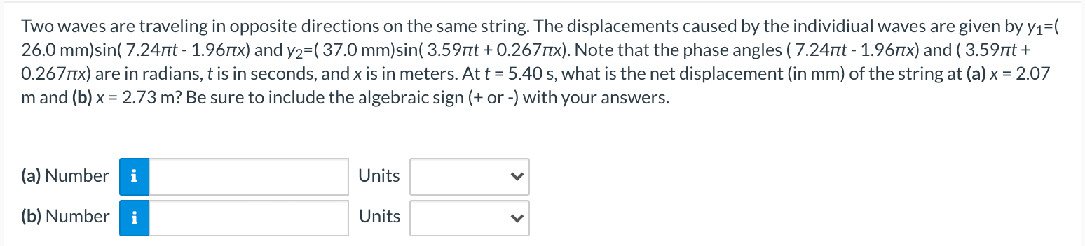 Solved Two waves are traveling in opposite directions on the | Chegg.com