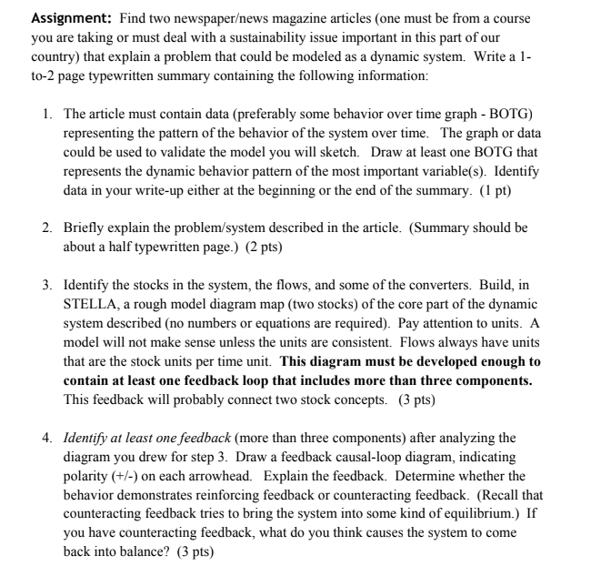 Assignment: Find two newspaper/news magazine articles | Chegg.com