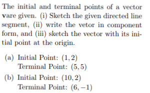 Solved The initial and terminal points of a vector vare | Chegg.com