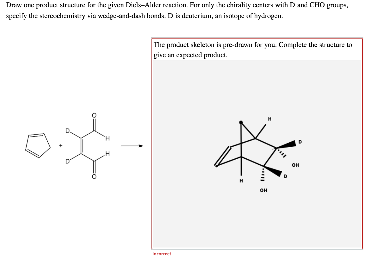 Solved Draw The Correct Product For The Given Diels Alder 8607