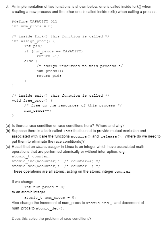 3. An implementation of two functions is shown below, | Chegg.com