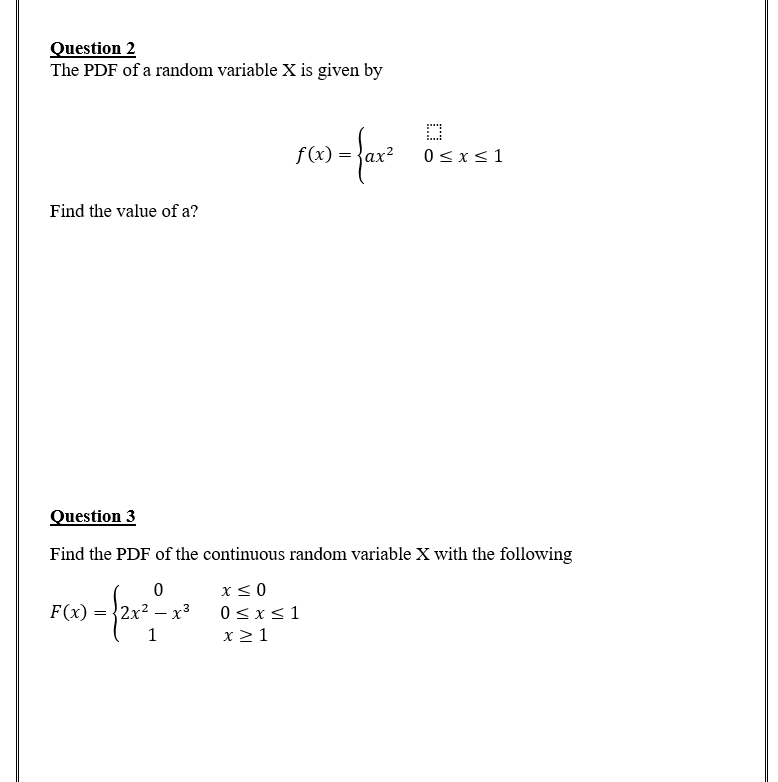 Solved Question 2 The PDF of a random variable X is given by | Chegg.com
