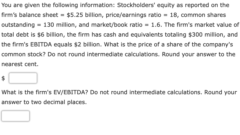 Solved You are given the following information: | Chegg.com
