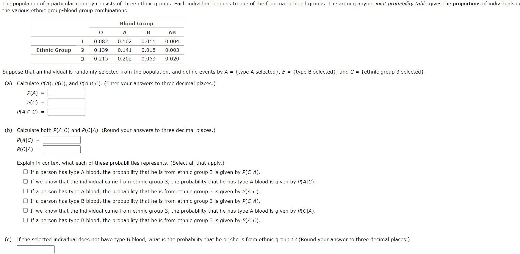 Solved If The Selected Individual Does Not Have Type B | Chegg.com