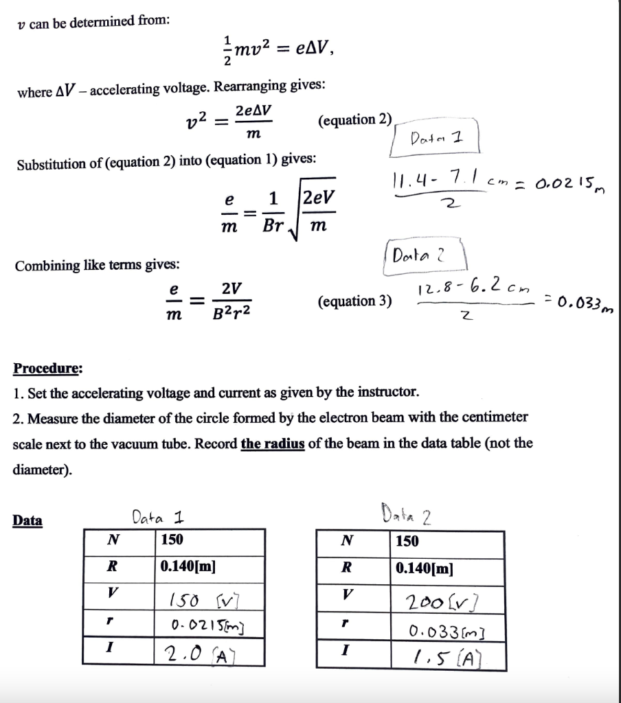 charge to mass ratio of electron experiment explanation