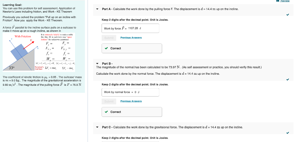 Solved 1 Review Part A - Calculate the work done by the | Chegg.com