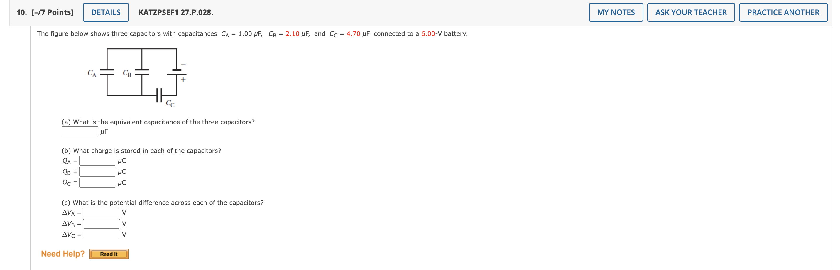 Solved The Figure Below Shows Three Capacitors With | Chegg.com