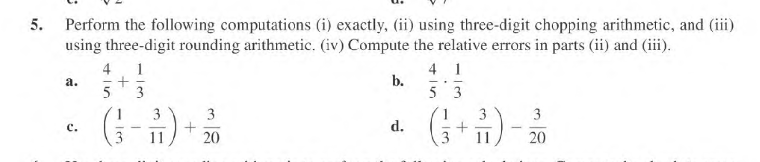 Solved 5. Perform the following computations (i) exactly, | Chegg.com