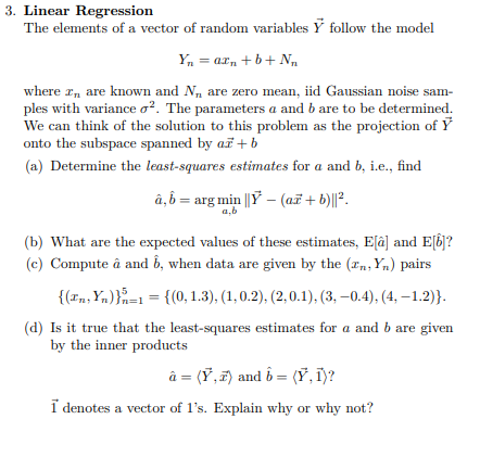 3 Linear Regression The Elements Of A Vector Of Chegg Com